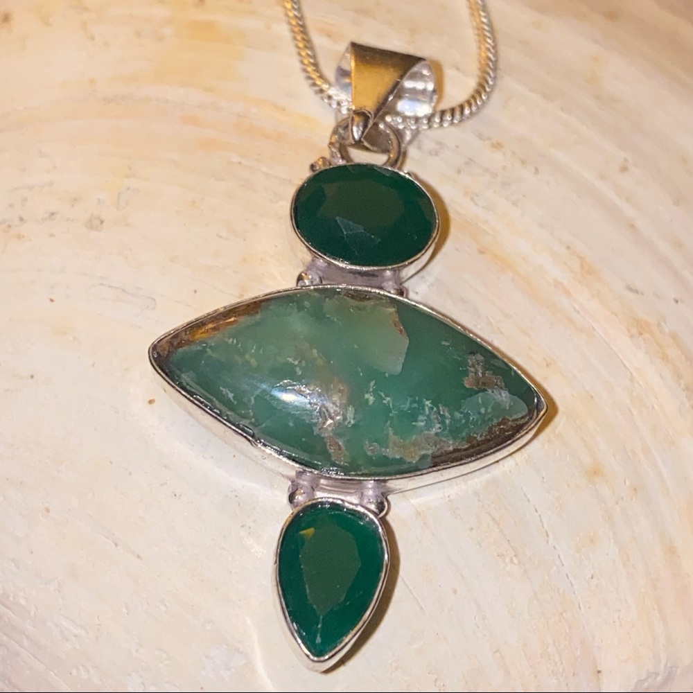 Green Gemstone Pendant Set in Sterling Silver